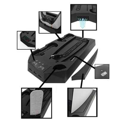 For PS5 DE/UHD 2 In 1 Handheld Console Cooling Stand Fan Base(Black) by bashfashion
