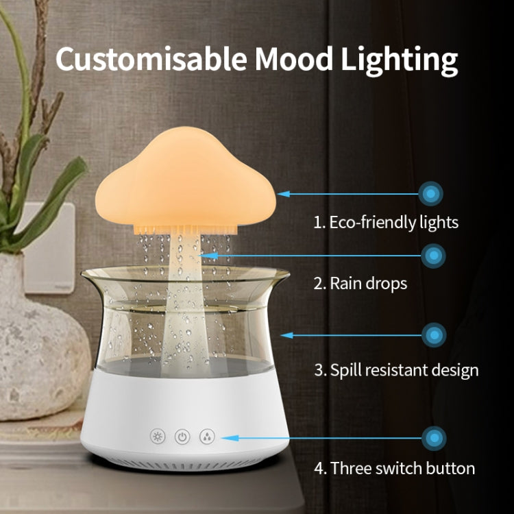 CH06 300ml Rain Humidifier Mushroom Cloud Colorful Night Lamp Aromatherapy Machine, Style: With Remote Controller(White) by bashfashion