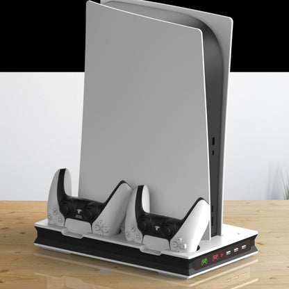 For PS5 Digital / Optical Drive Console Cooling Fan Controller Charging Base With Light Dock Stand(White) by bashfashion