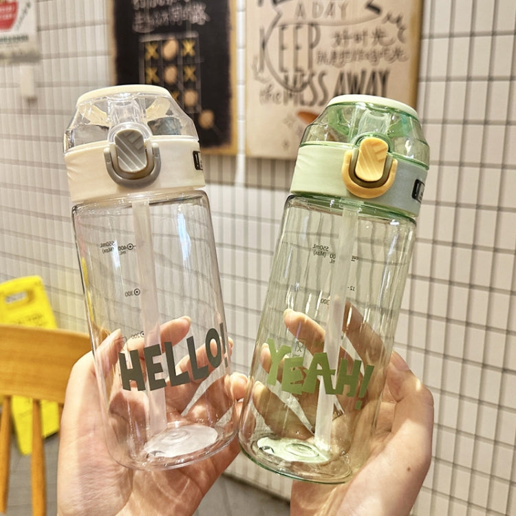 Student Portable Bouncing Straw Large Capacity Drop Resistant Plastic Cups, Style: 650ml White by bashfashion