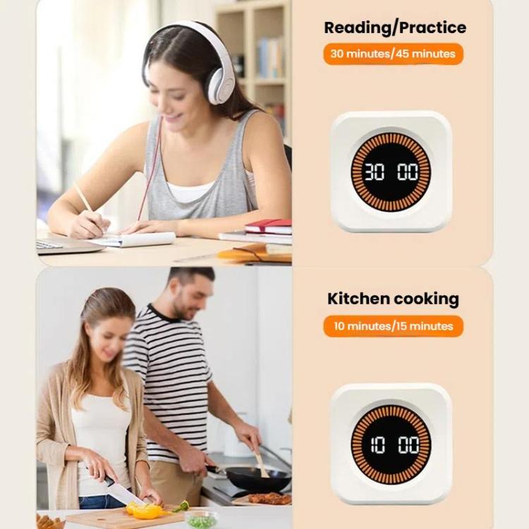 Mini Visual Timer Gravity Sensing Cube Flip Learning Fitness Time Management Timer(Black) by bashfashion