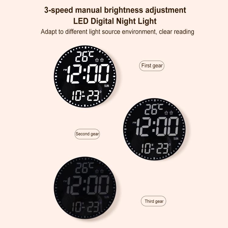 11.6-Inch RGB Wall Clock With Remote Control Multi-Functional Alarm Clock White+Black by bashfashion