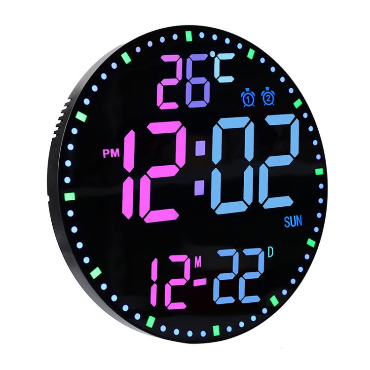 11.6-Inch RGB Wall Clock With Remote Control Multi-Functional Alarm Clock White+Black by bashfashion
