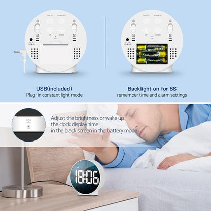 EDUP EH-8816 Simple Digital Electronic Clock Night Light Battery Plug-in Dual Power Mode Alarm Clock(Black Case White Letter) by EDUP