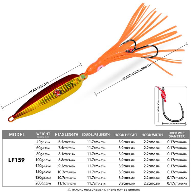 80G PROBEROS LF159 Luminous Bearded Squid Hook Slow Cranking Road Runner Iron Plate Bionic False Bait(C) by PROBEROS