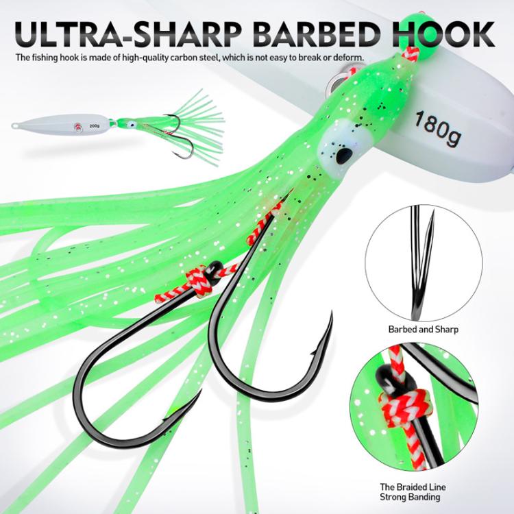 80G PROBEROS LF159 Luminous Bearded Squid Hook Slow Cranking Road Runner Iron Plate Bionic False Bait(B) by PROBEROS