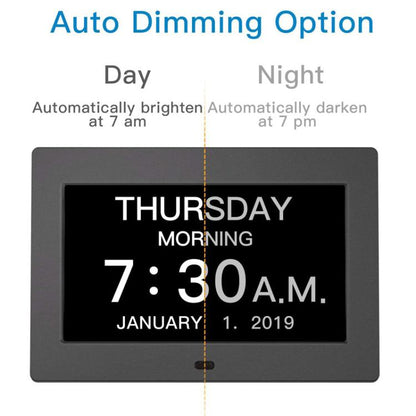10-Inch Digital Clock With Voice Time Announcement, Auto DST Adjustment, 20 Custom Alarms, 8 Medication Reminders US Plug Black by bashfashion