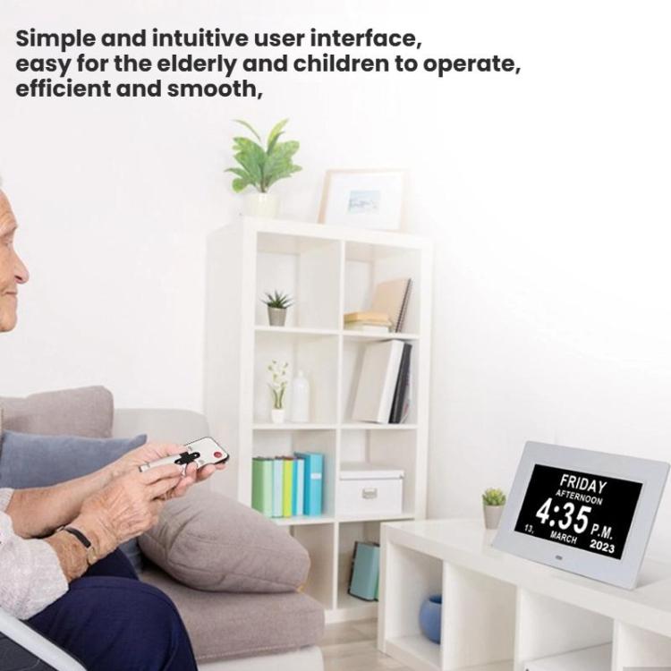 7-inch Digital Frame Calendar Day Clock With 3 Medication Alerts, 5 Custom Alarms, Multi-Language Support UK Plug White by bashfashion